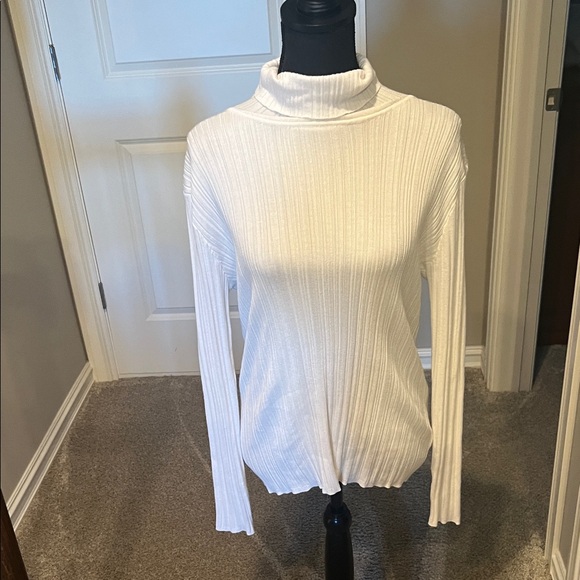 Time and Tru Sweaters - Time and Tru White Turtleneck Sweater